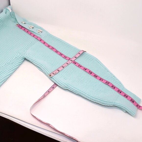 ADEAM Oversize XS Light Blue Sailing Sweater Crop Button Shoulder - Picture 12 of 13